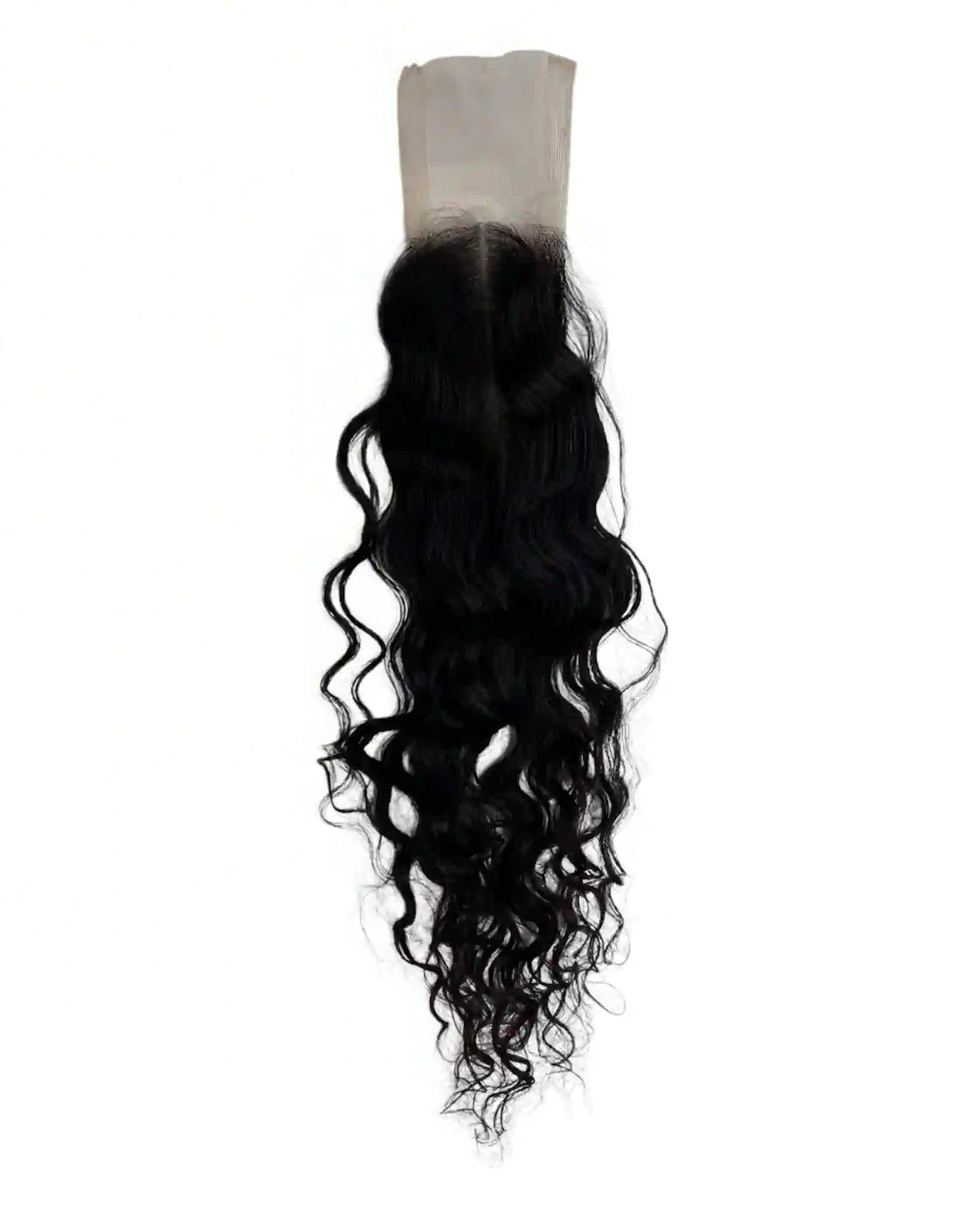 Closure HD 2x6 bouclée brun foncé #1B Raw Hair 100% naturel. Format rectangulaire, boucles définies, raie centrale glamour. Durée 3-5 ans. France.