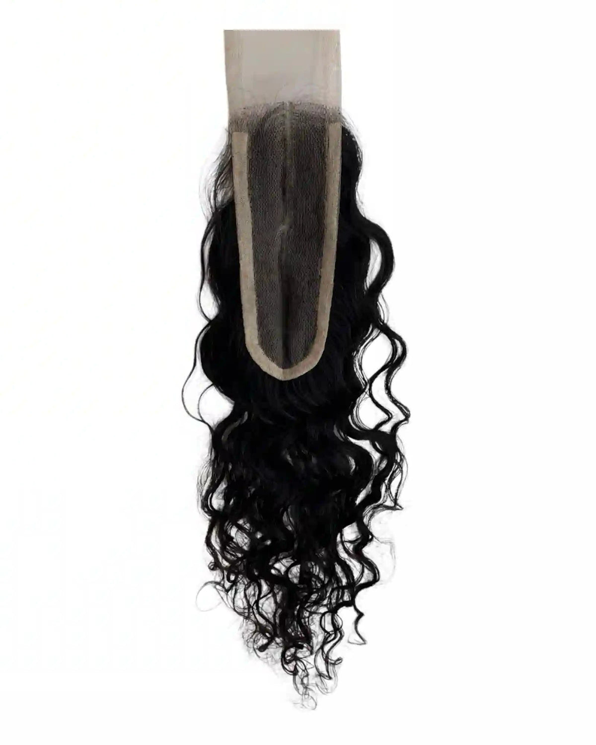 Closure HD 2x6 bouclée brun foncé #1B Raw Hair 100% naturel. Format rectangulaire, boucles définies, raie centrale glamour. Durée 3-5 ans. France.
