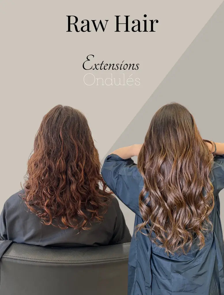 Extensions ondulés Raw Hair naturelles à Salon-de-Provence. Ondulations 
fluides, texture wavy authentique. 100% cheveux vierges, durée 3-5 ans.